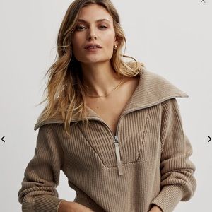 VARLEY NWT Mentone Half-Zip Knit Pullover in light taupe Sz M